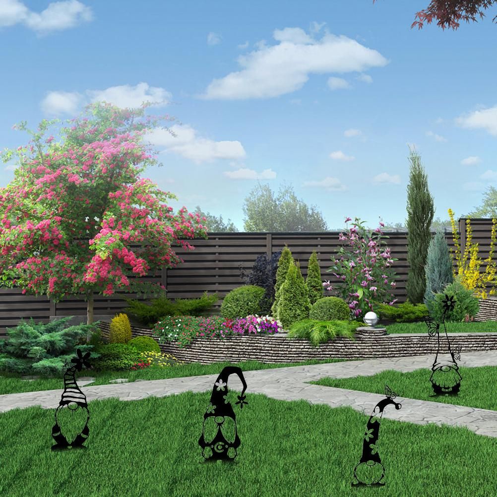 Garden Metal Statues Outdoor Iron Art Decoration Cute Standing Goblin Silhouette for Home Garden Yard Outdoor Decor