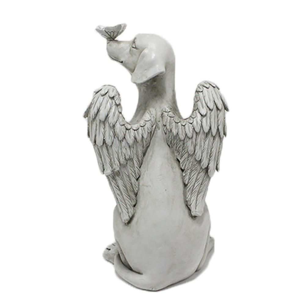 Garden Resin Statue Butterfly Angel Dog Sculpture Pet Dog Memorial Statue for Outdoor Garden Yard Decor
