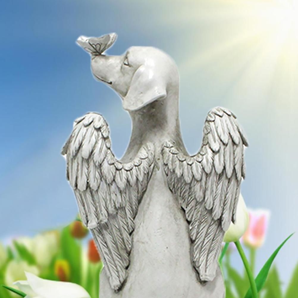 Garden Resin Statue Butterfly Angel Dog Sculpture Pet Dog Memorial Statue for Outdoor Garden Yard Decor