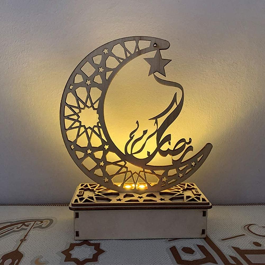 Ramadan Moon Shaped LED Light Muslim Ramadan Decoration Table Lamp for Home Festival Party Decoration