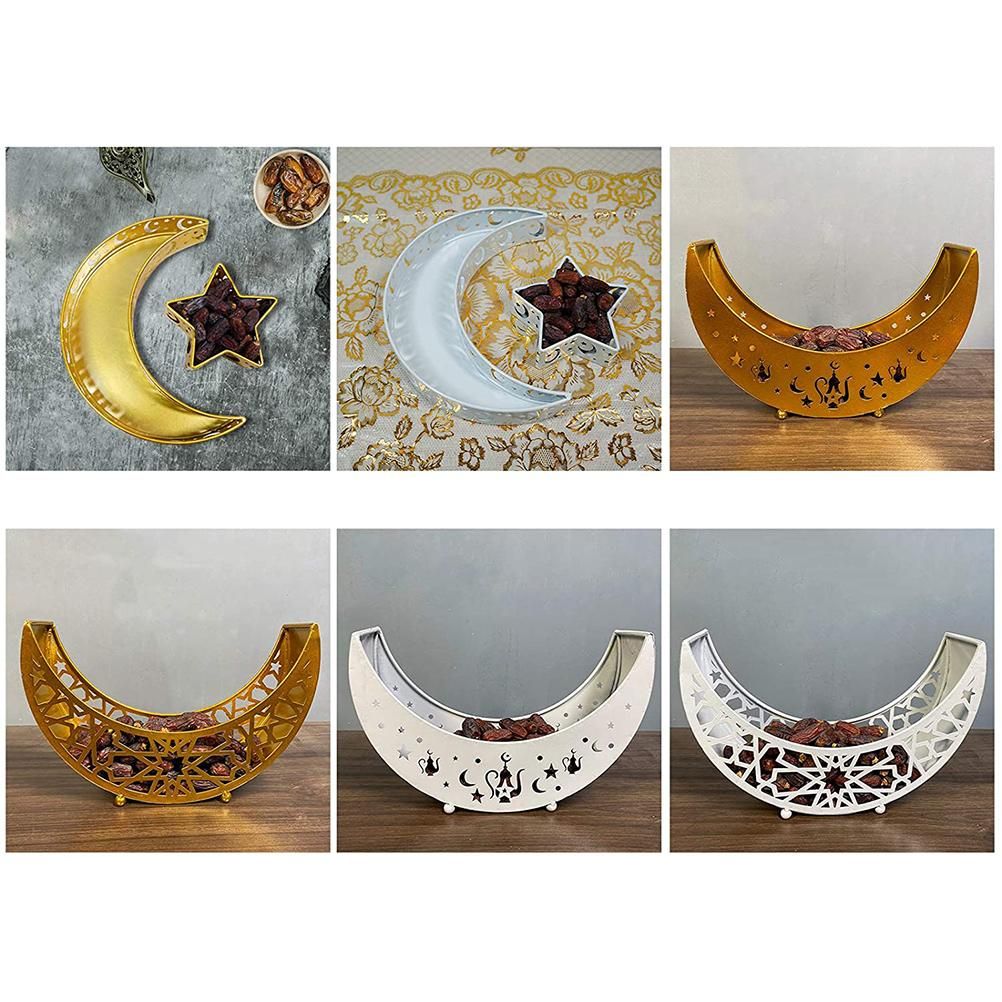 Ramadan Serving Tray with Crescent Moon and Star Food Tray Muslim Islam Mubarak Food Tray for Party Decoration