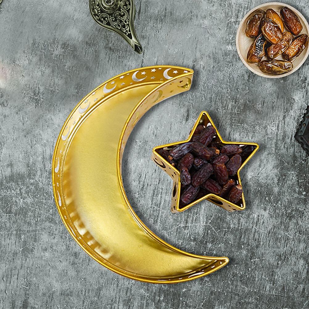 Ramadan Serving Tray with Crescent Moon and Star Food Tray Muslim Islam Mubarak Food Tray for Party Decoration