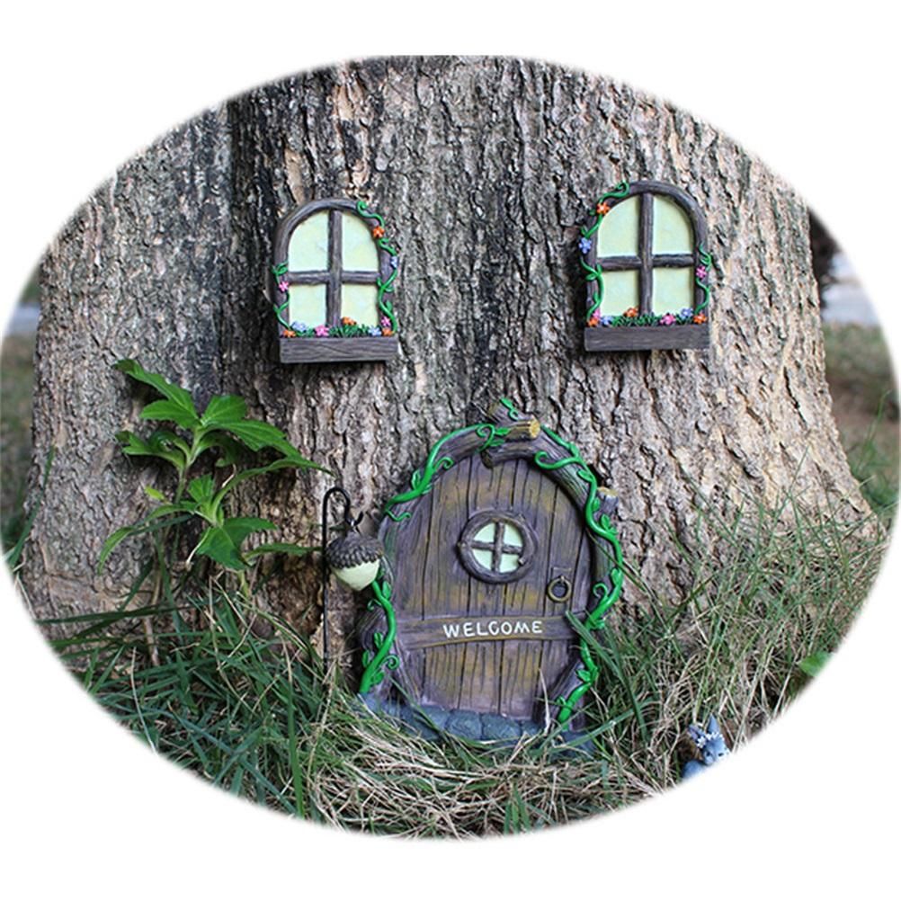 Miniature Fairy Tree Decorations Fairy Door And Window Set Luminous Door And Window Ornaments