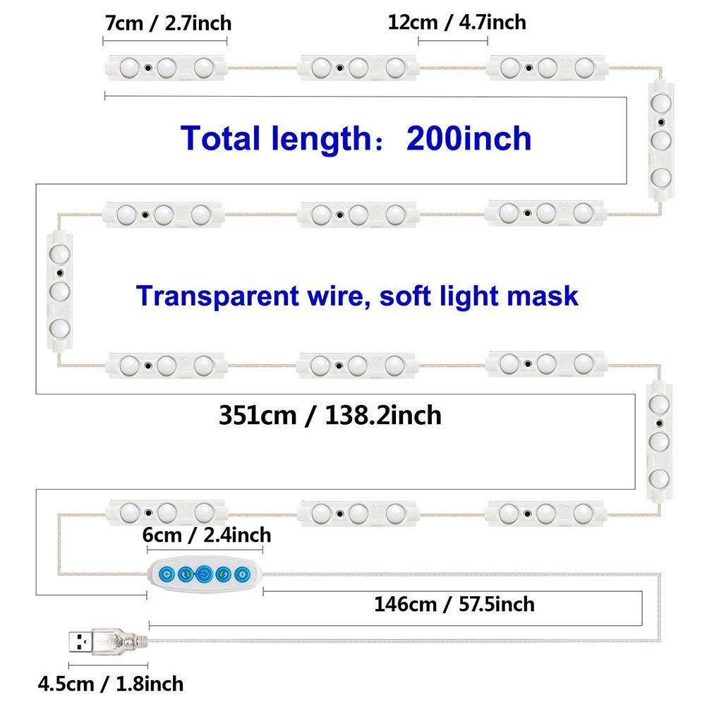 LED Mirror Light Dimmable Mirror Lighting with 45 Leds DIY Make Up Light for Dressing Table USB Makeup Mirror Light
