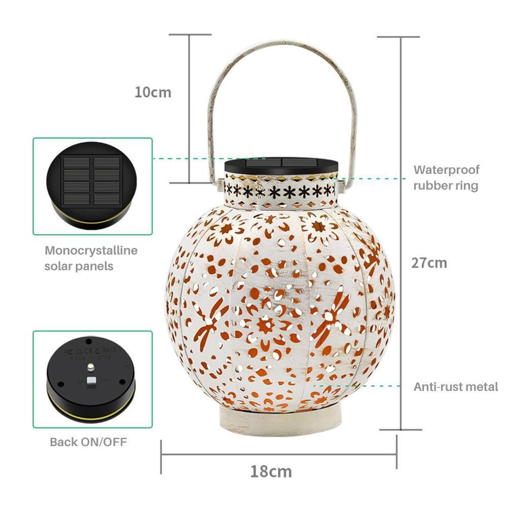 Outdoor Solar Garden Light Hollowed Out Shadow Lantern Hanging Solar Powered Lamp Garden Landscape Solar Lamp