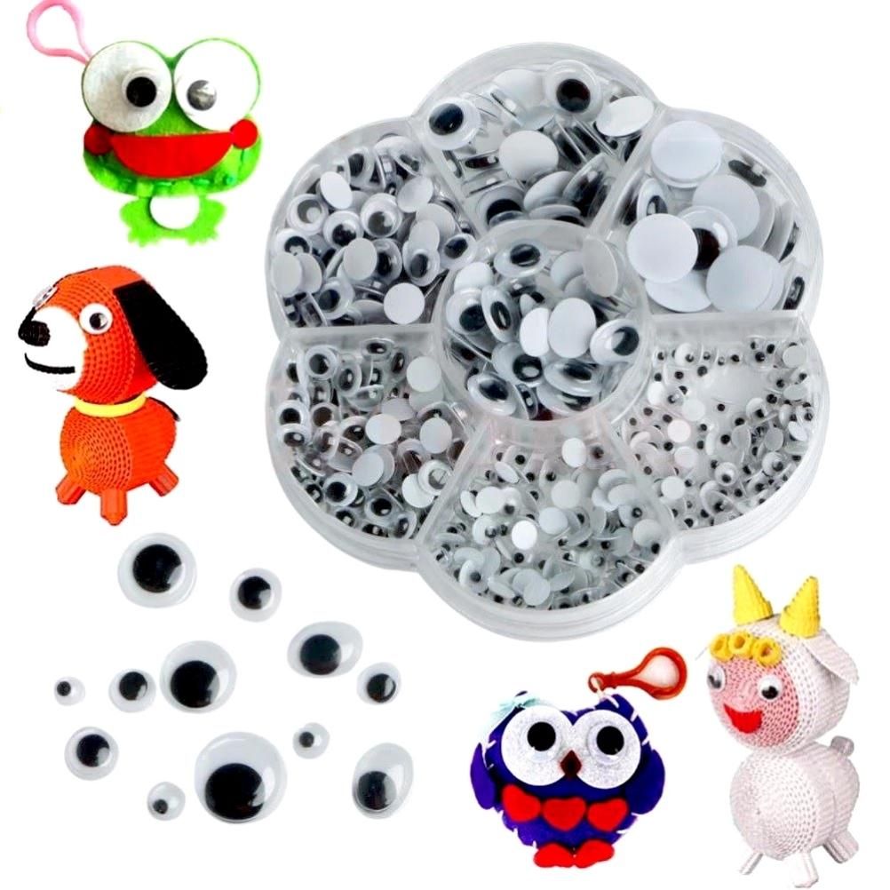 500 Pieces Plastic Doll Eyes Stickers Round Wiggle Eyes Self Adhesive Googly Eyes for Scrapbooking DIY Crafts Doll Supplies