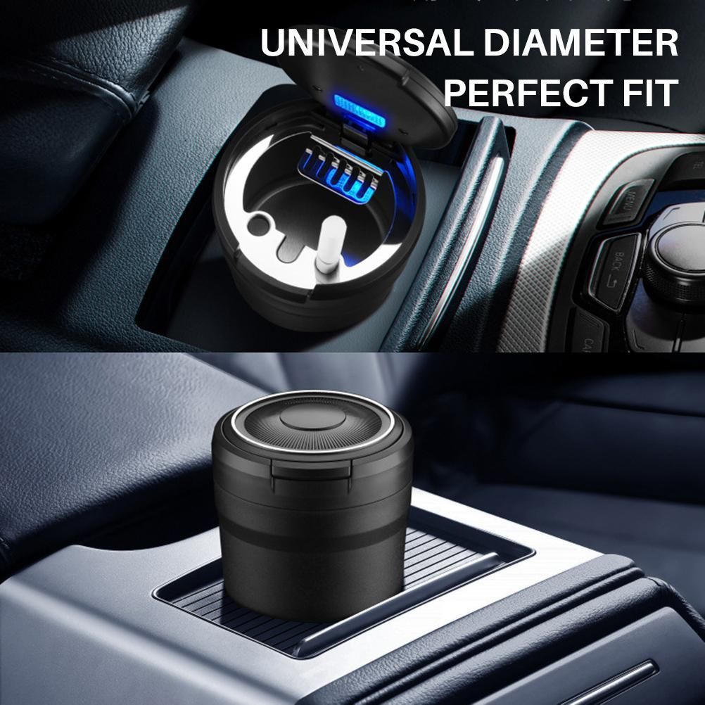 Car Ashtrays with Lid and LED Light Portable Ashtray for Car Mini Car Trash Can Waterproof for Outdoor Travel Home Use