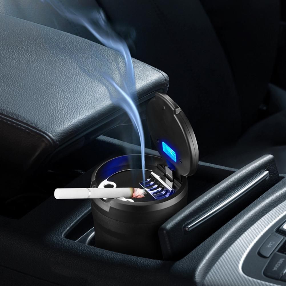 Car Ashtrays with Lid and LED Light Portable Ashtray for Car Mini Car Trash Can Waterproof for Outdoor Travel Home Use