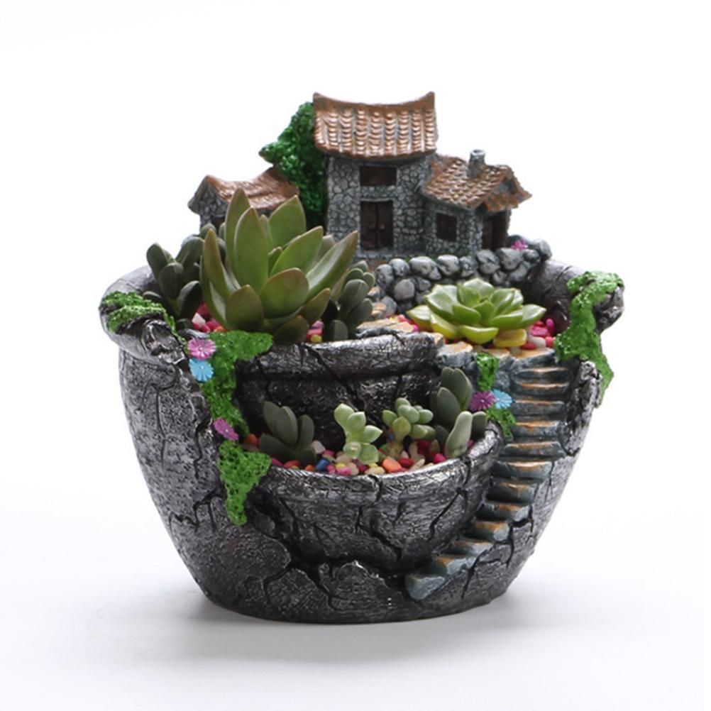 Plants Pot Succulent Plants Pot with Sweet House Flower Basket Planter Pot Garden Decoration