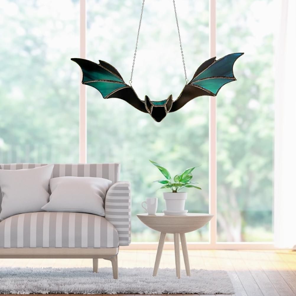 Window Panel Hanging Bat Suncatcher Wall Art Ornaments for Window Indoor Outdoor Decor