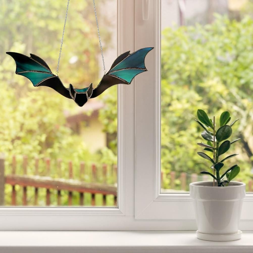 Window Panel Hanging Bat Suncatcher Wall Art Ornaments for Window Indoor Outdoor Decor
