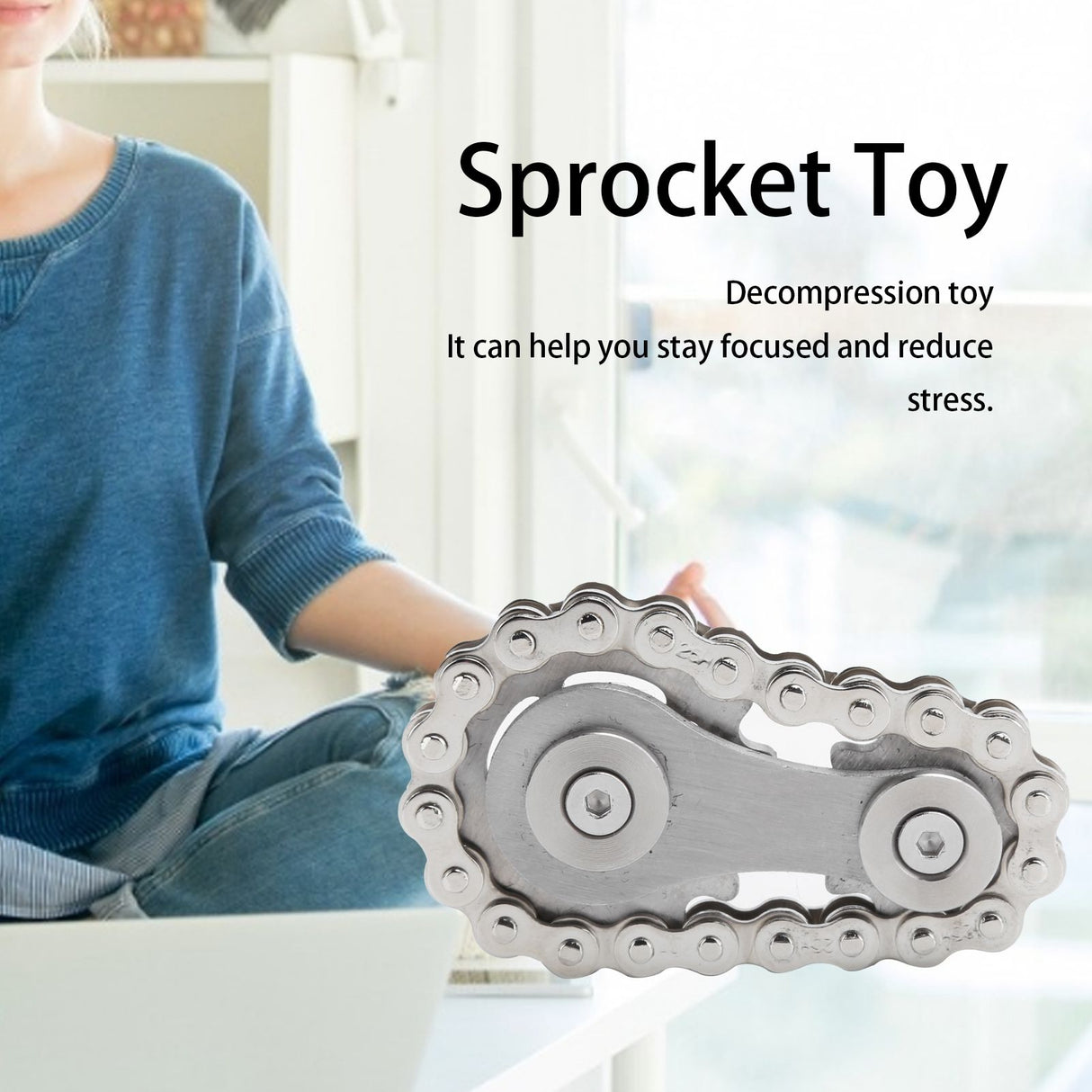 Sprocket Fingertip Gearwheel Rotating Sprocket Flywheel Toy Relieve Stress Decompression ToySilver