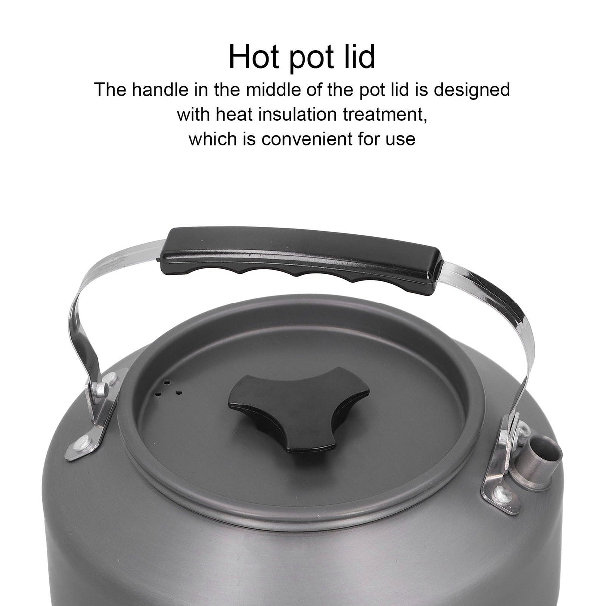 1.6L Portable Camping Coffee Tea Pot Outdoor Fishing Hiking Barbecue Kettle Pot (Black Handle)