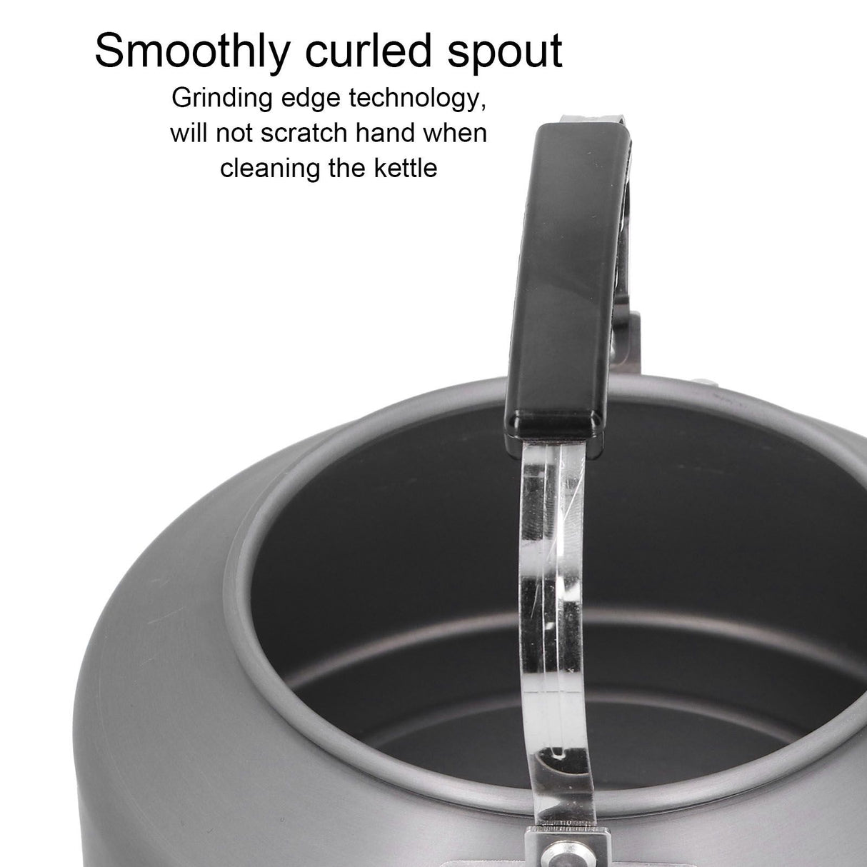 1.6L Portable Camping Coffee Tea Pot Outdoor Fishing Hiking Barbecue Kettle Pot (Black Handle)