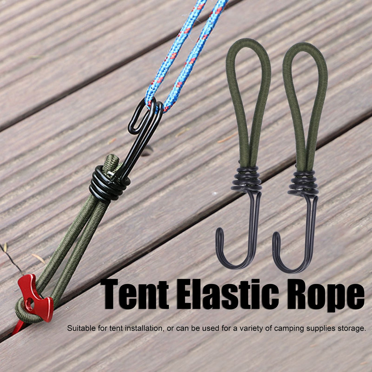 10pcs Tent Elastic Rope with Hook Camping Tent Fixation Elastic Rope Accessories
