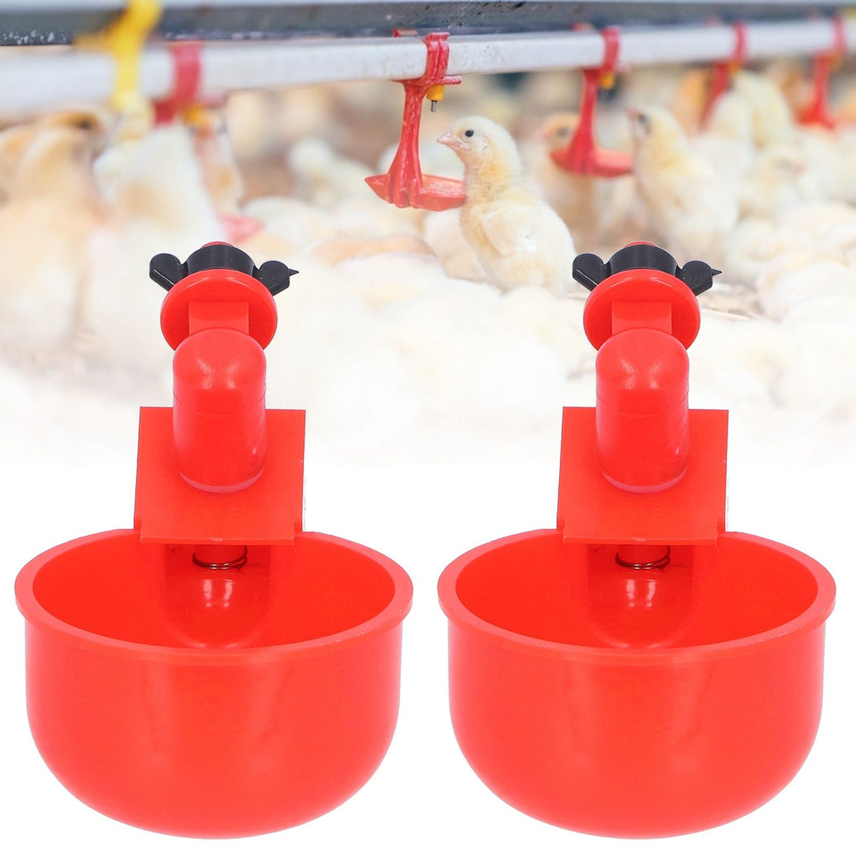 2pcs Automatic Chicken Water Cup Red Plastic Drinking Bowl for Poultry Pigeon Bird