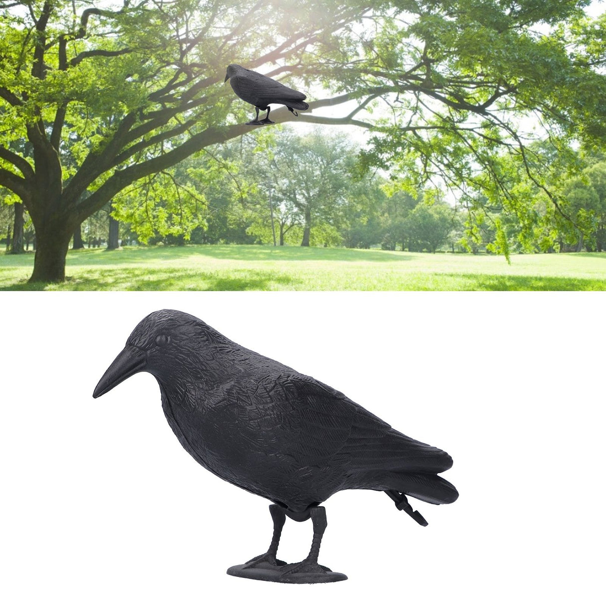 Simulation Plastic Crow Statue Hunting Bait Decoys Tool for Outdoor Garden Decoration