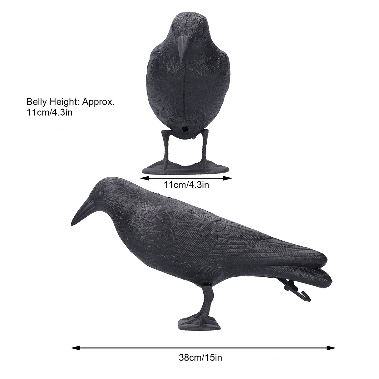 Simulation Plastic Crow Statue Hunting Bait Decoys Tool for Outdoor Garden Decoration