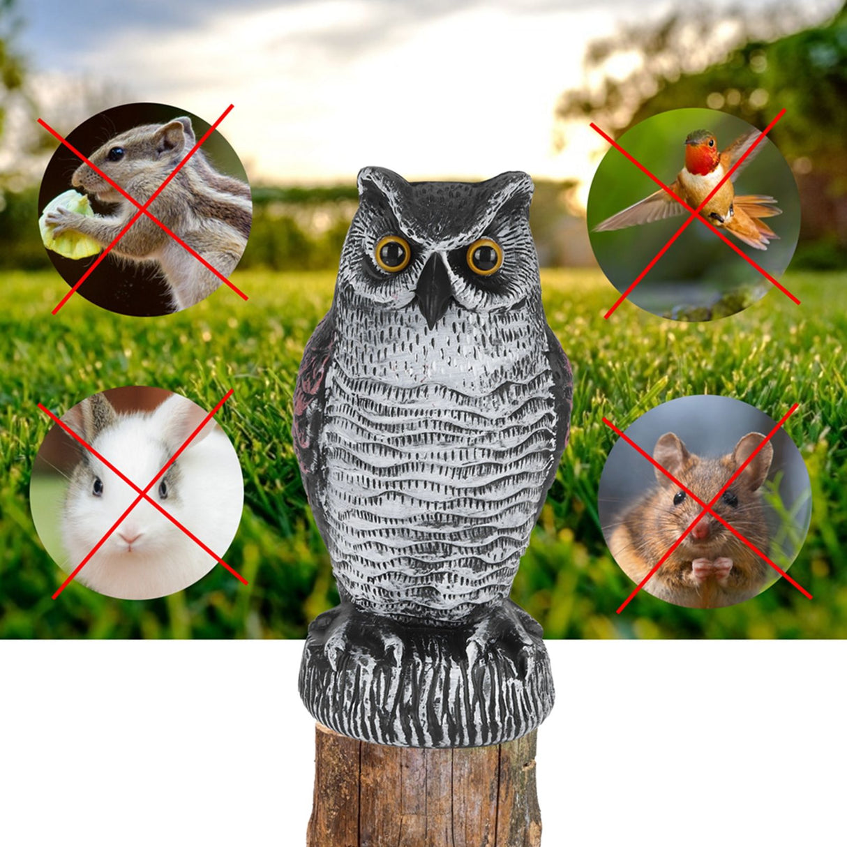 Fake Simulation Owl Statue Decoration Outdoor Garden Plastic Repeller Hunting Decoy1021‑1