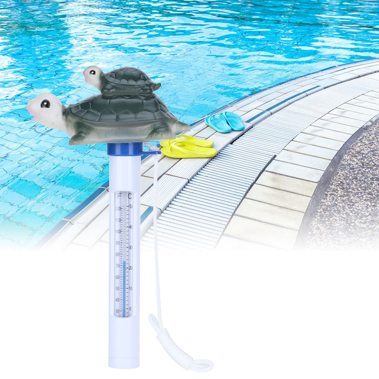 Pool Thermometer with String Cartoon Shaped Temperature Meter for SPA Hot Tub Pond