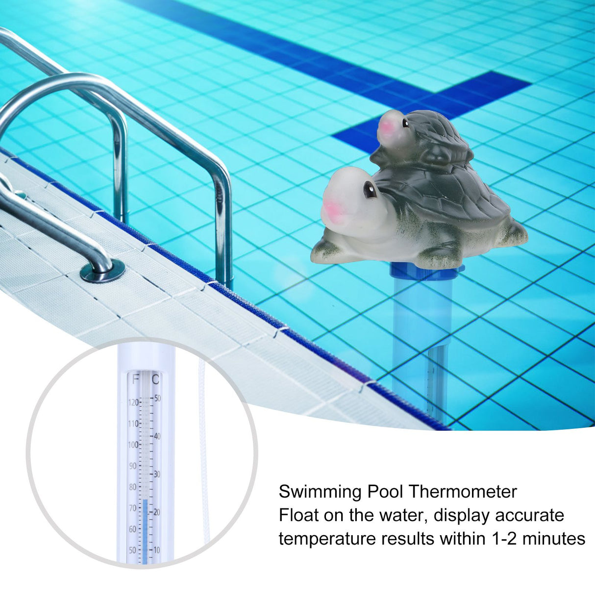 Pool Thermometer with String Cartoon Shaped Temperature Meter for SPA Hot Tub Pond