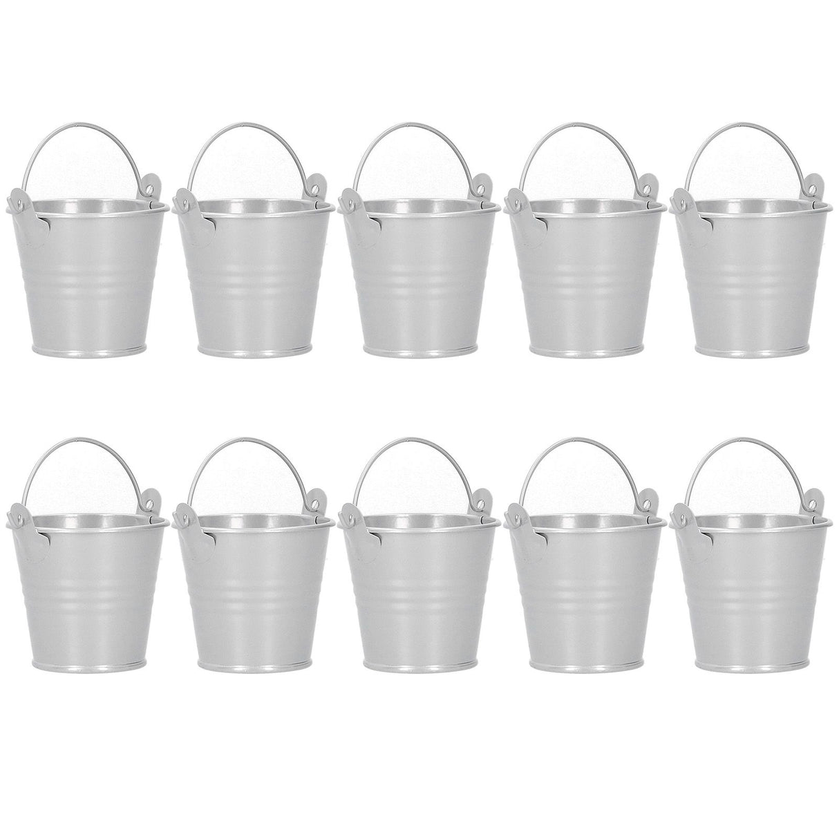 10PCS Flower Pot Mini Succulent Plant Pot Small Metal Bucket for Indoor Outdoor DecorSilver 4x5.5x6cm