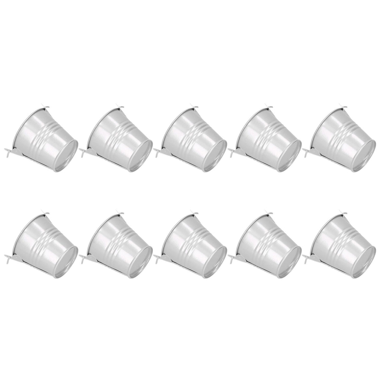 10PCS Flower Pot Mini Succulent Plant Pot Small Metal Bucket for Indoor Outdoor DecorSilver 4x5.5x6cm