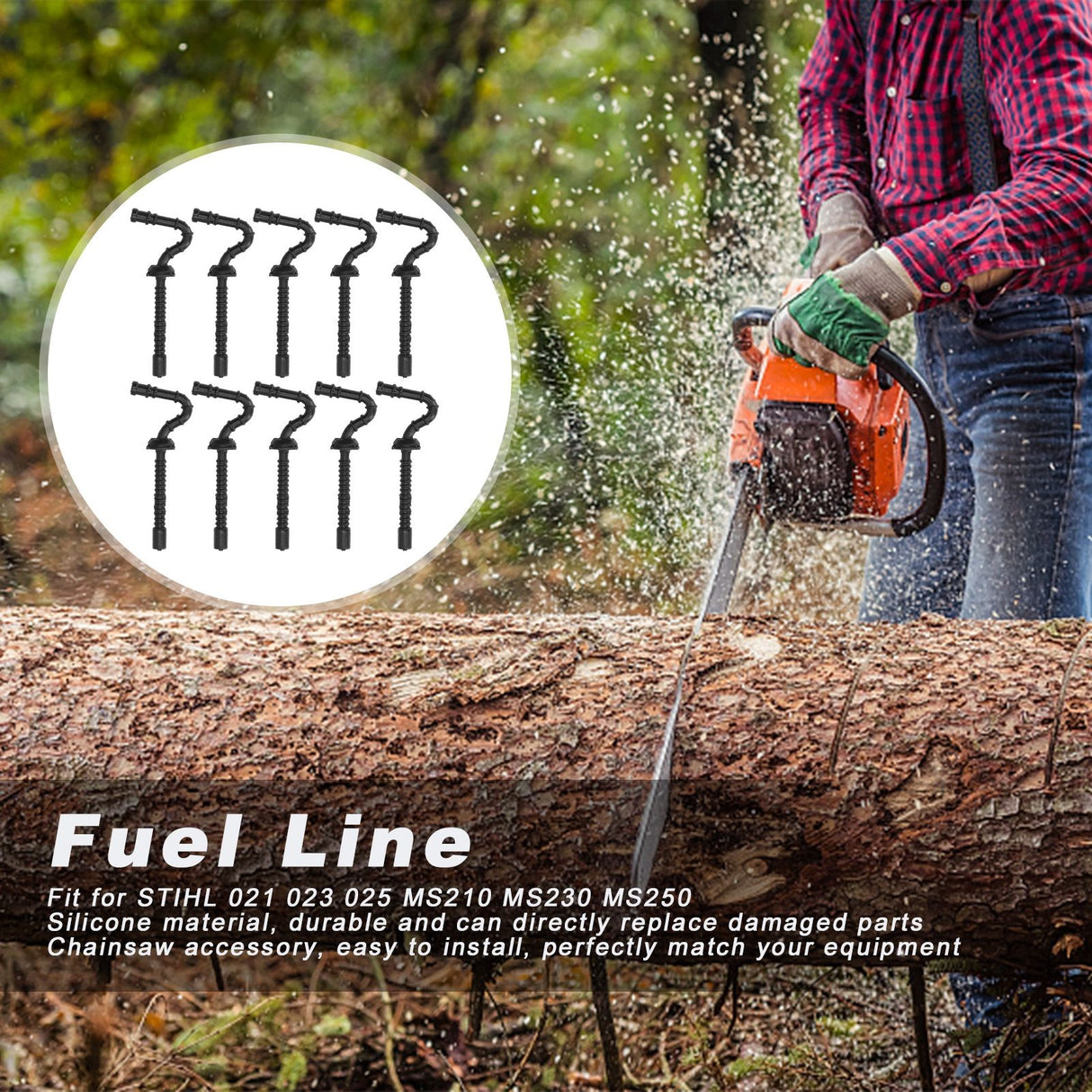 10Pcs Fuel Line Pipe Chainsaw Accessory Fit for STIHL 021 023 025 MS210 MS230 MS250