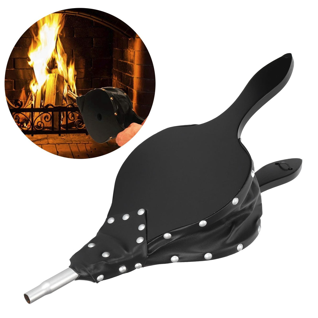 Fireplace Bellows Manual Wooden Blower for Indoor Outdoor Camping Barbecues Fireplaces