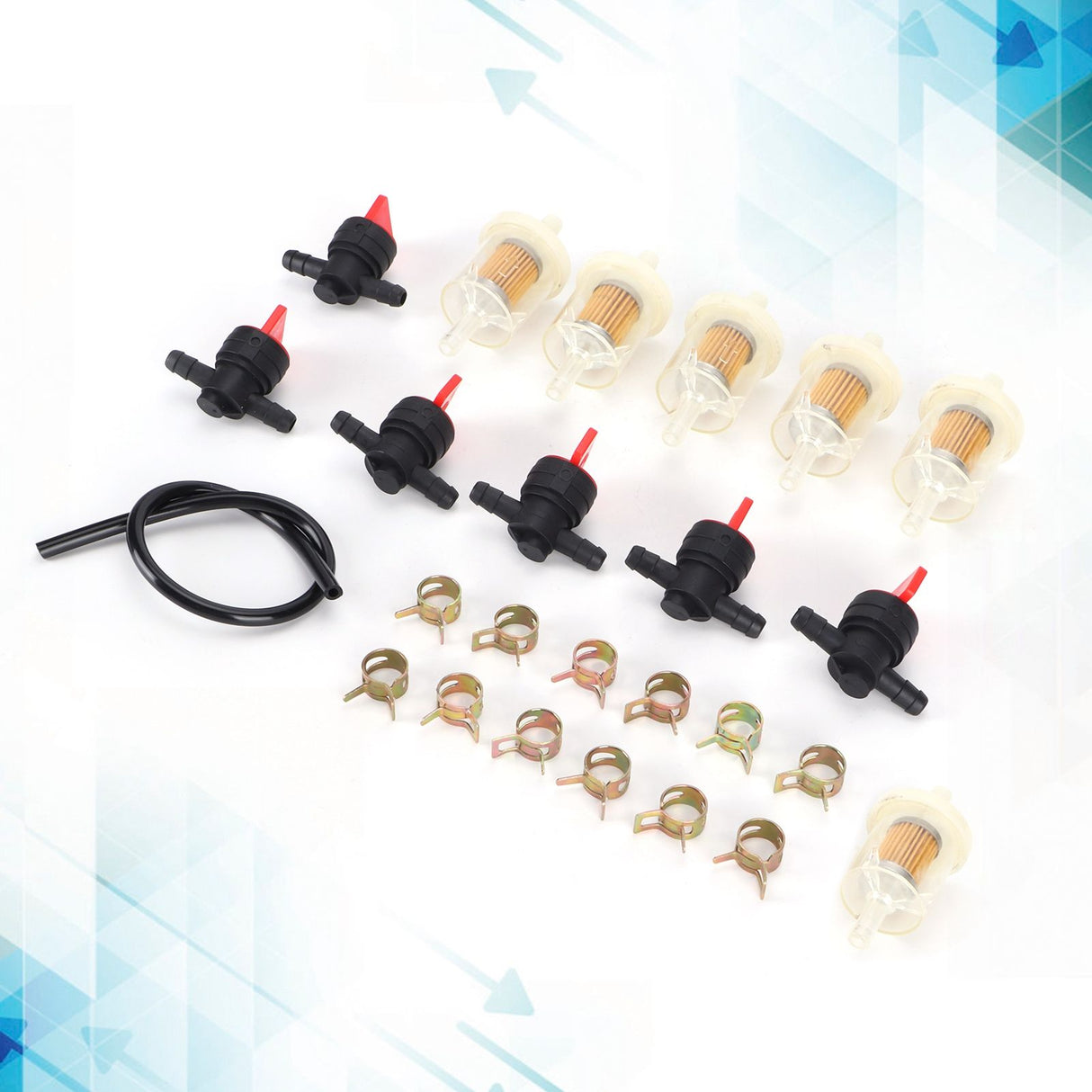 Gas Tank Shut Off Valve Clamp Fuel Filter Fuel Line Kit Lawn Mower Brush Cutter Accessory