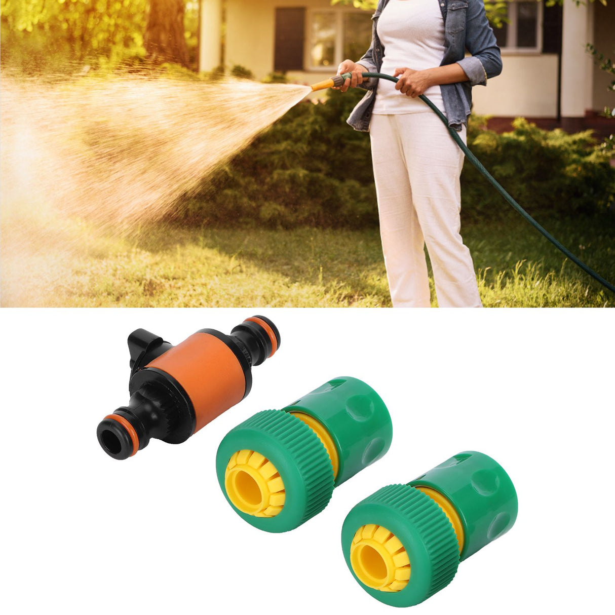 3PCS /Set American Type On/Off Ball Valve Garden Hose Quick Connectors Hose Repair KitG3/4