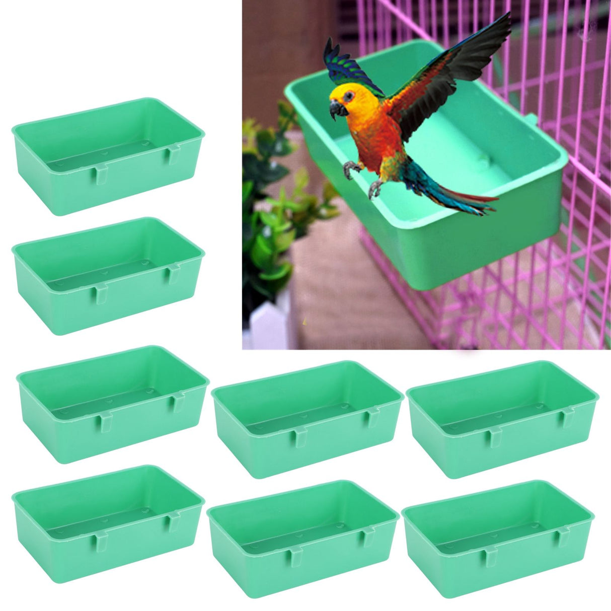 10Pcs Bird Food Water Feeder Plastic Feeding Bowl Trough Bird Bathtub Accessories