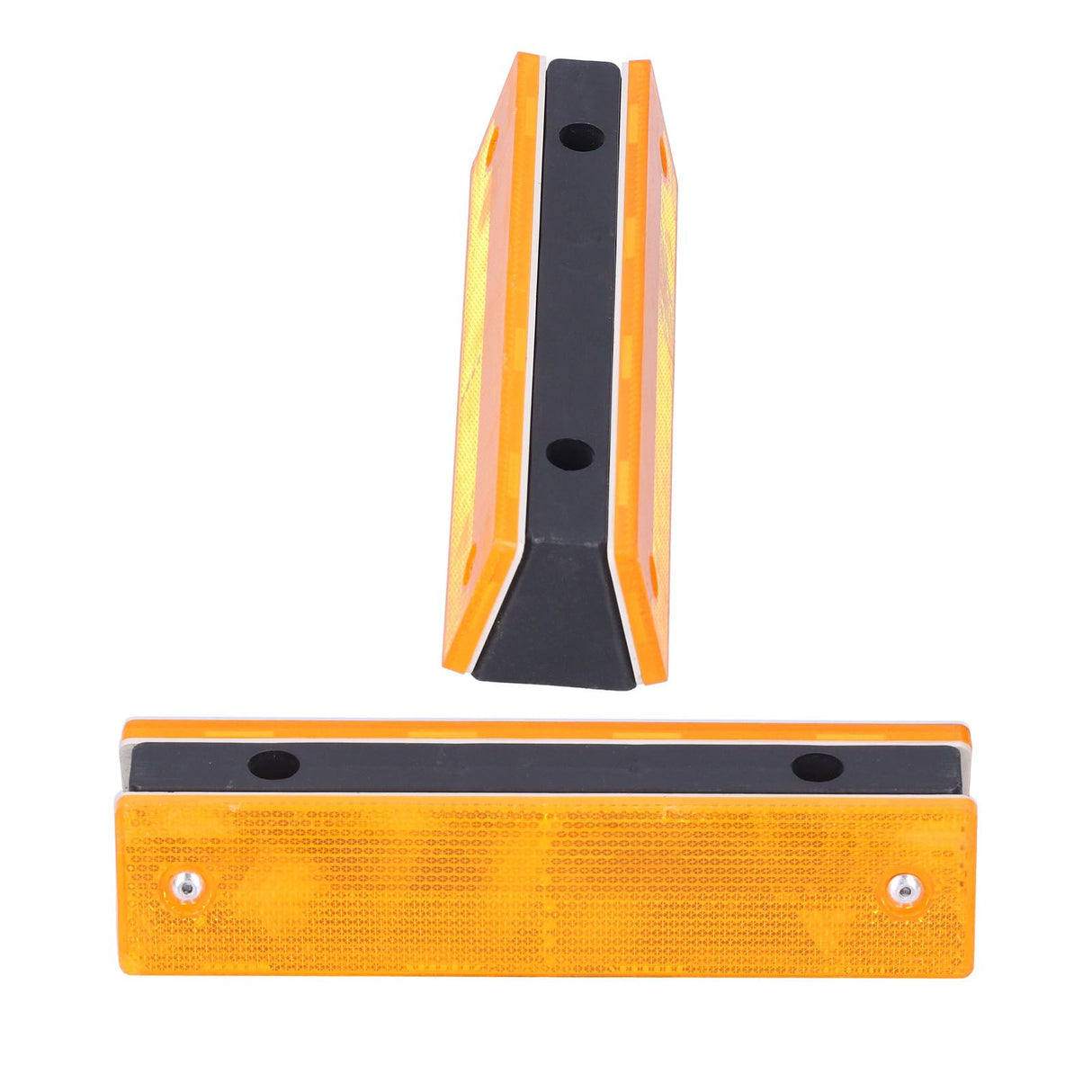 2PCS Rectangle Reflective Sign Road Stud Marker for Highway Traffic Warning Facilities(YellowYellow )