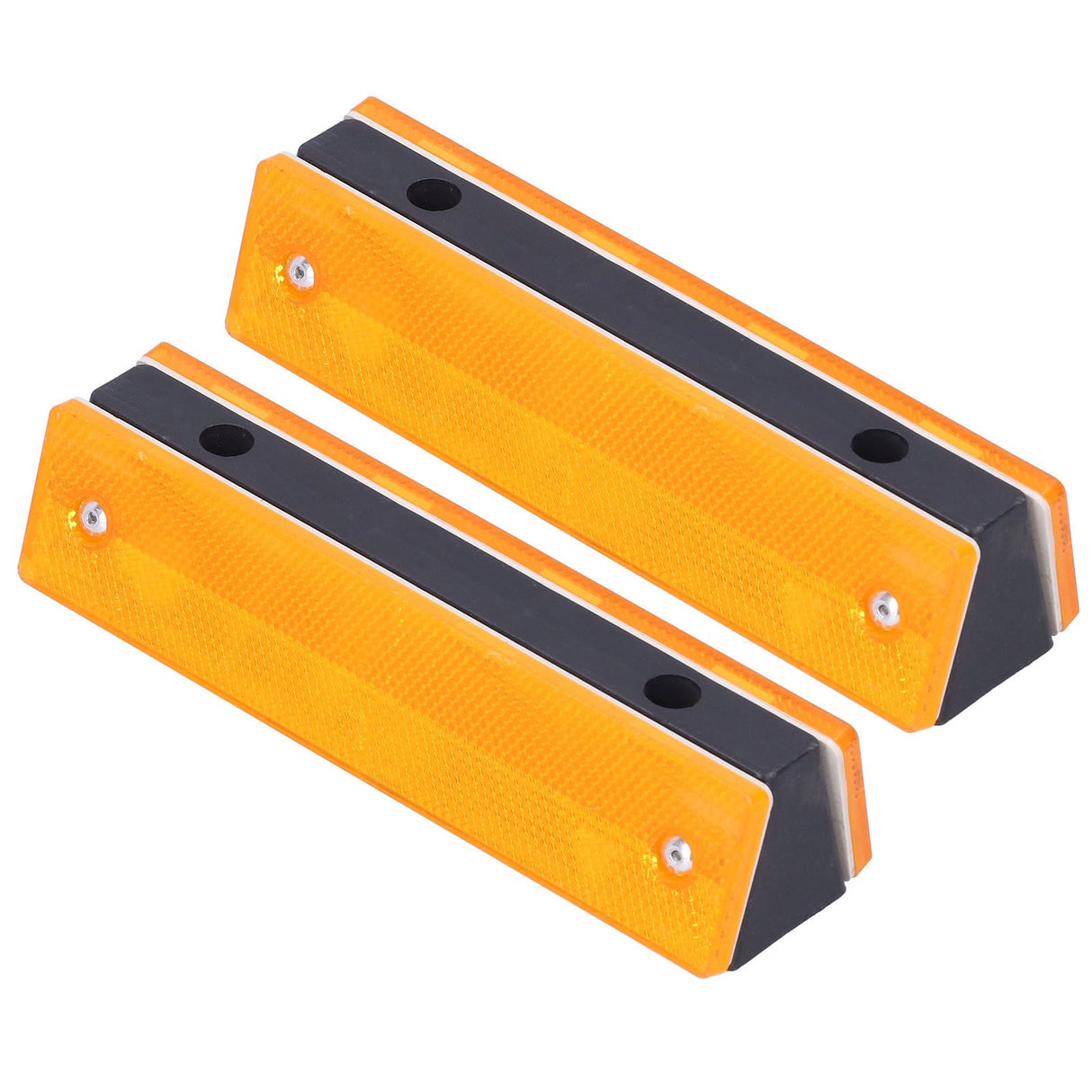 2PCS Rectangle Reflective Sign Road Stud Marker for Highway Traffic Warning Facilities(YellowYellow )
