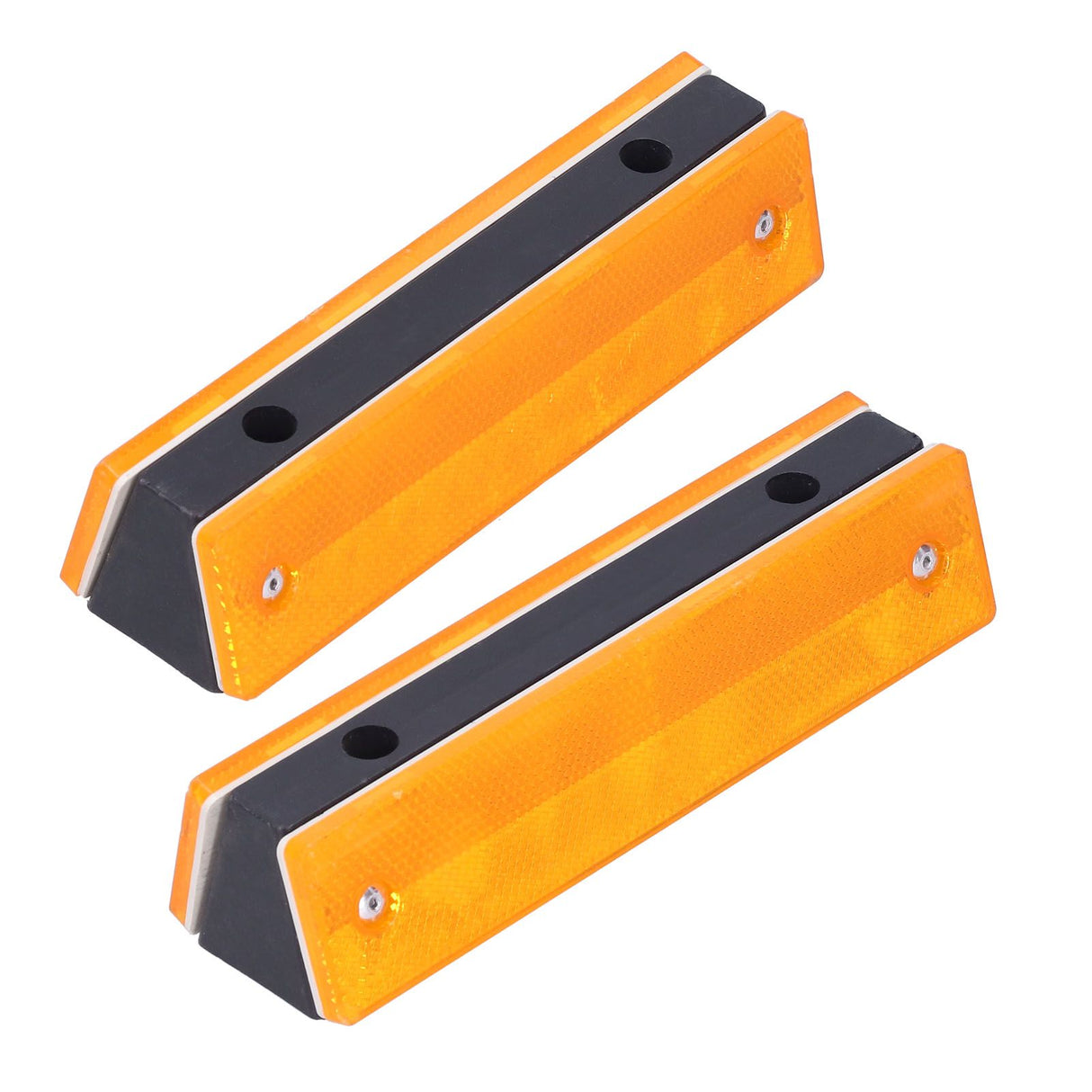 2PCS Rectangle Reflective Sign Road Stud Marker for Highway Traffic Warning Facilities(YellowYellow )