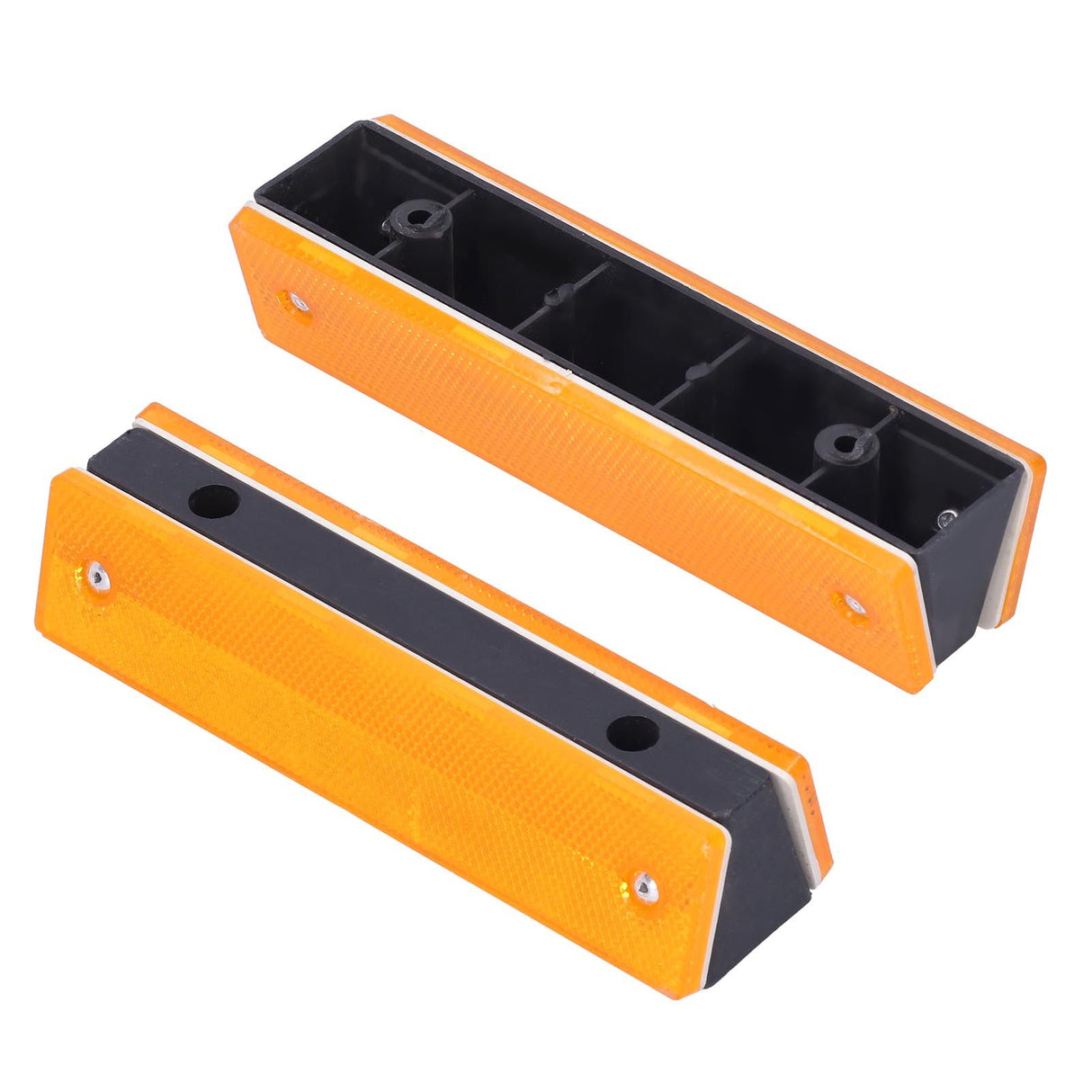 2PCS Rectangle Reflective Sign Road Stud Marker for Highway Traffic Warning Facilities(YellowYellow )