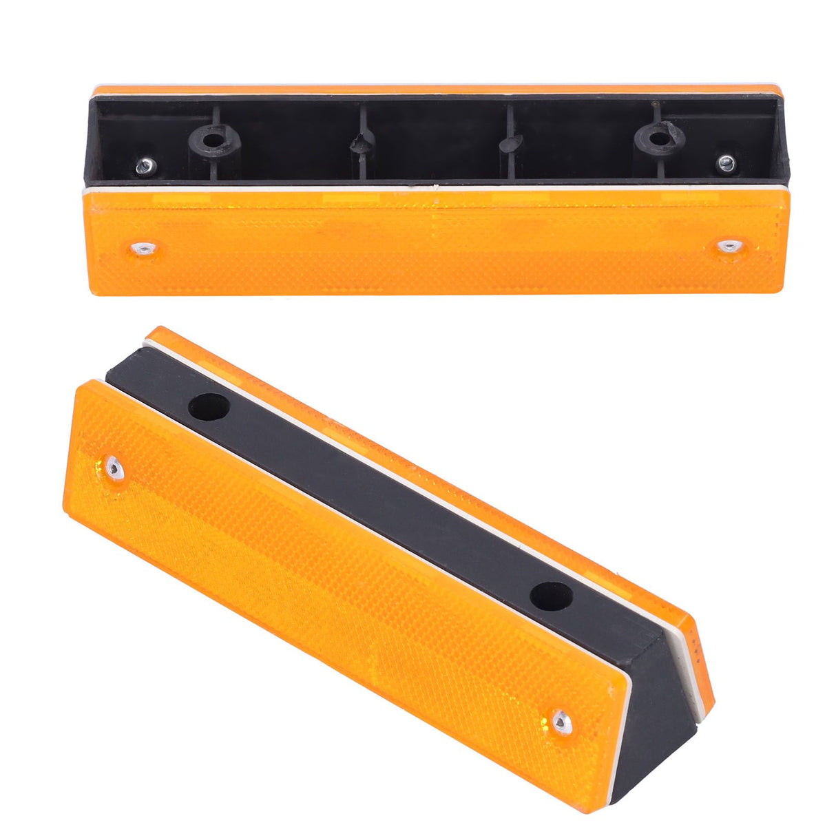2PCS Rectangle Reflective Sign Road Stud Marker for Highway Traffic Warning Facilities(YellowYellow )
