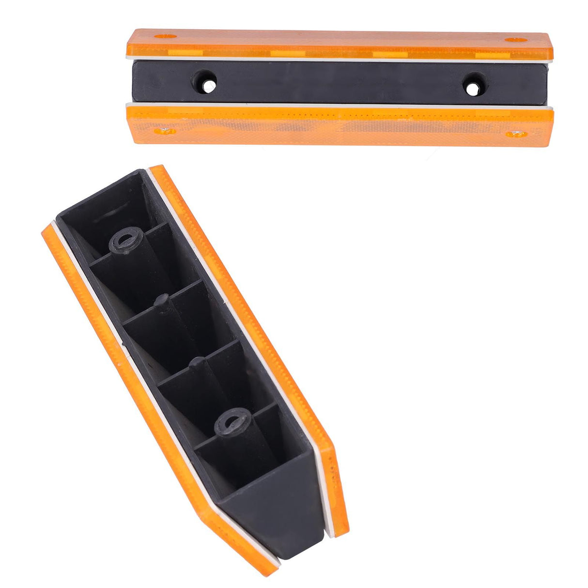 2PCS Rectangle Reflective Sign Road Stud Marker for Highway Traffic Warning Facilities(YellowYellow )