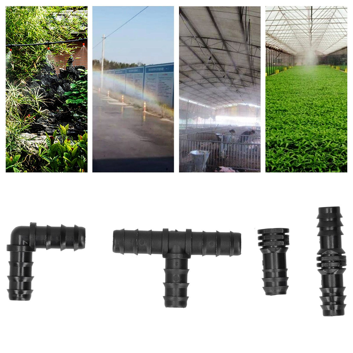 20Pcs/Set Drip Irrigation Sprinkler System Elbow Tee Coupling Connectors Garden Supplies