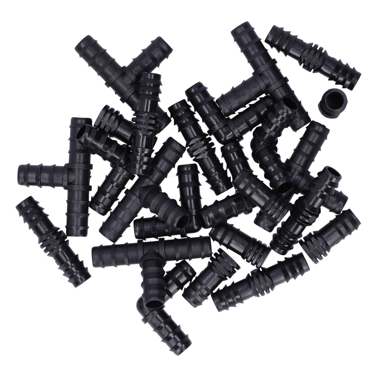 24Pcs/Set Drip Irrigation Fitting Kit 1/2 Tubing Barbed Connectors for Garden Greenhouse