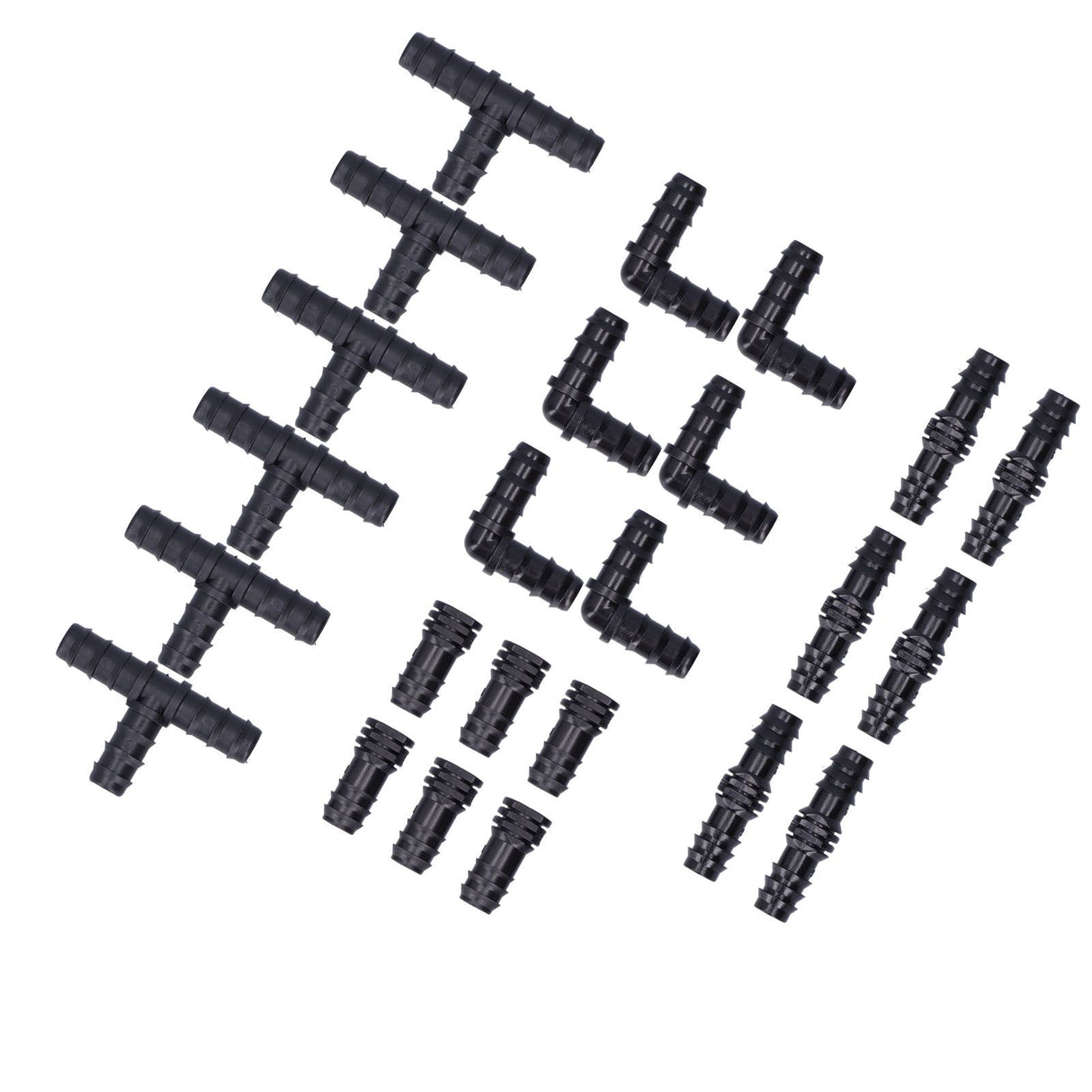 24Pcs/Set Drip Irrigation Fitting Kit 1/2 Tubing Barbed Connectors for Garden Greenhouse