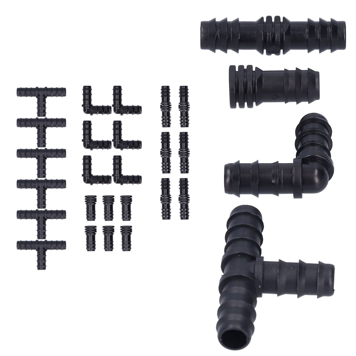 24Pcs/Set Drip Irrigation Fitting Kit 1/2 Tubing Barbed Connectors for Garden Greenhouse