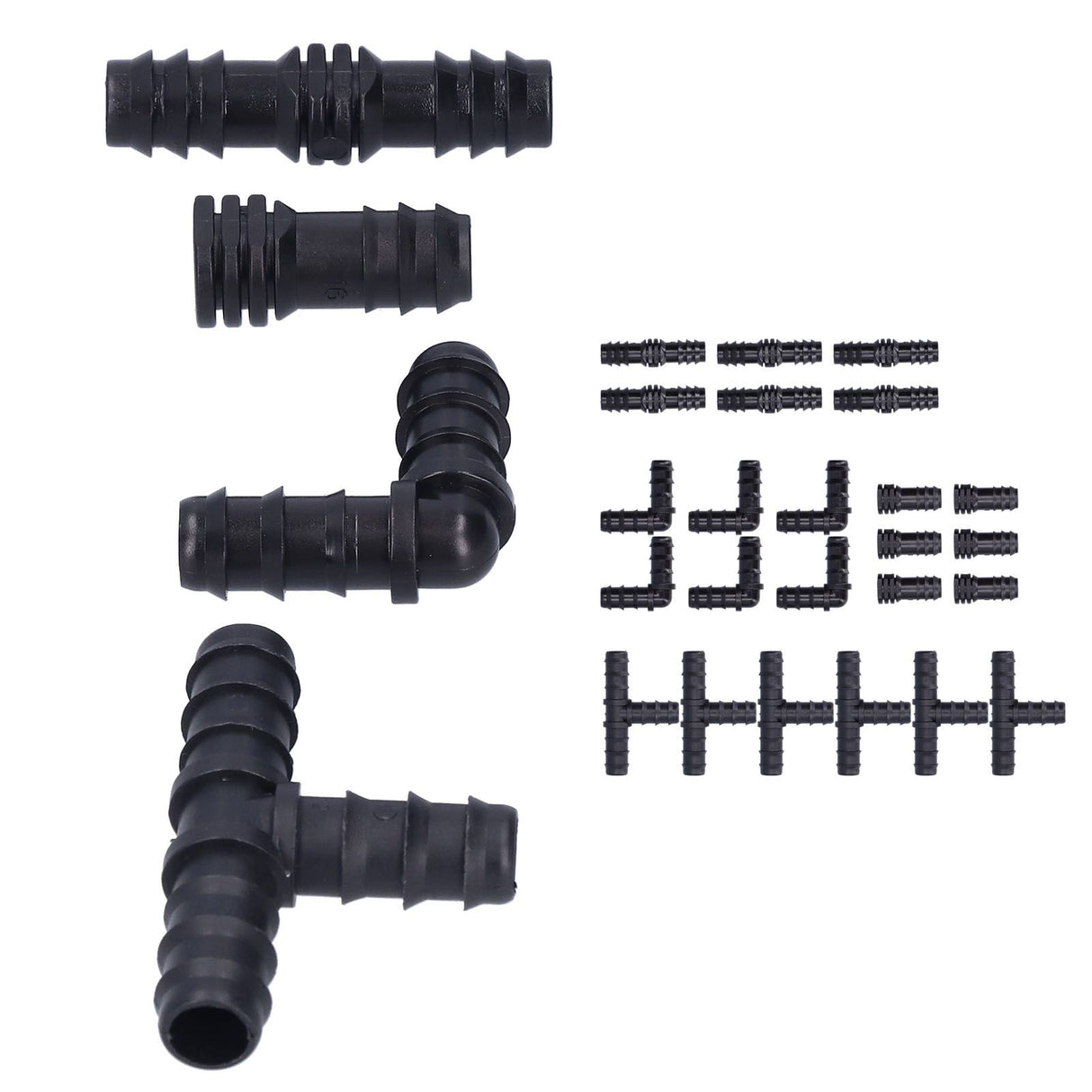 24Pcs/Set Drip Irrigation Fitting Kit 1/2 Tubing Barbed Connectors for Garden Greenhouse