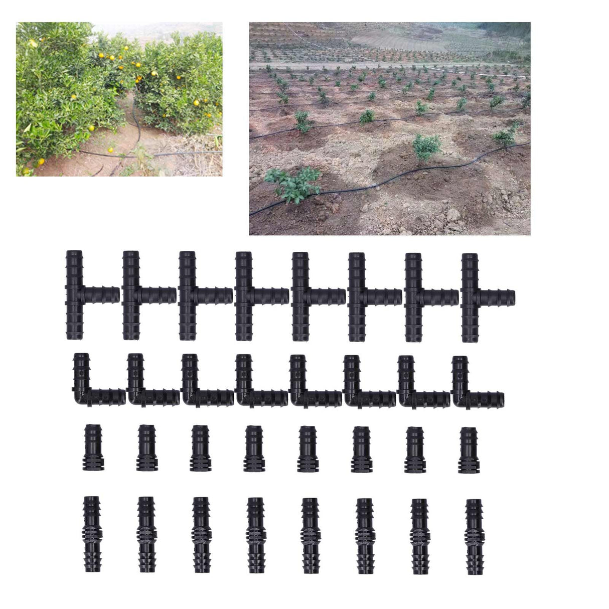 32Pcs/Set Drip Irrigation Tees Connectors Kit 1/2 Tubing Set Garden Greenhouse Sprinkler System