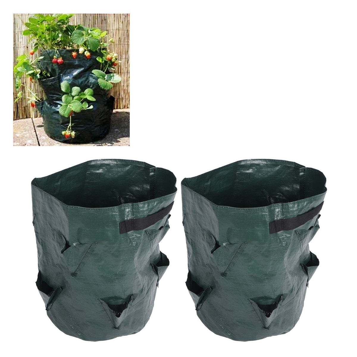 2PCS 10 Gallon Strawberry Planter Growing Bags Container with 8 Pocket for Indoor Outdoor