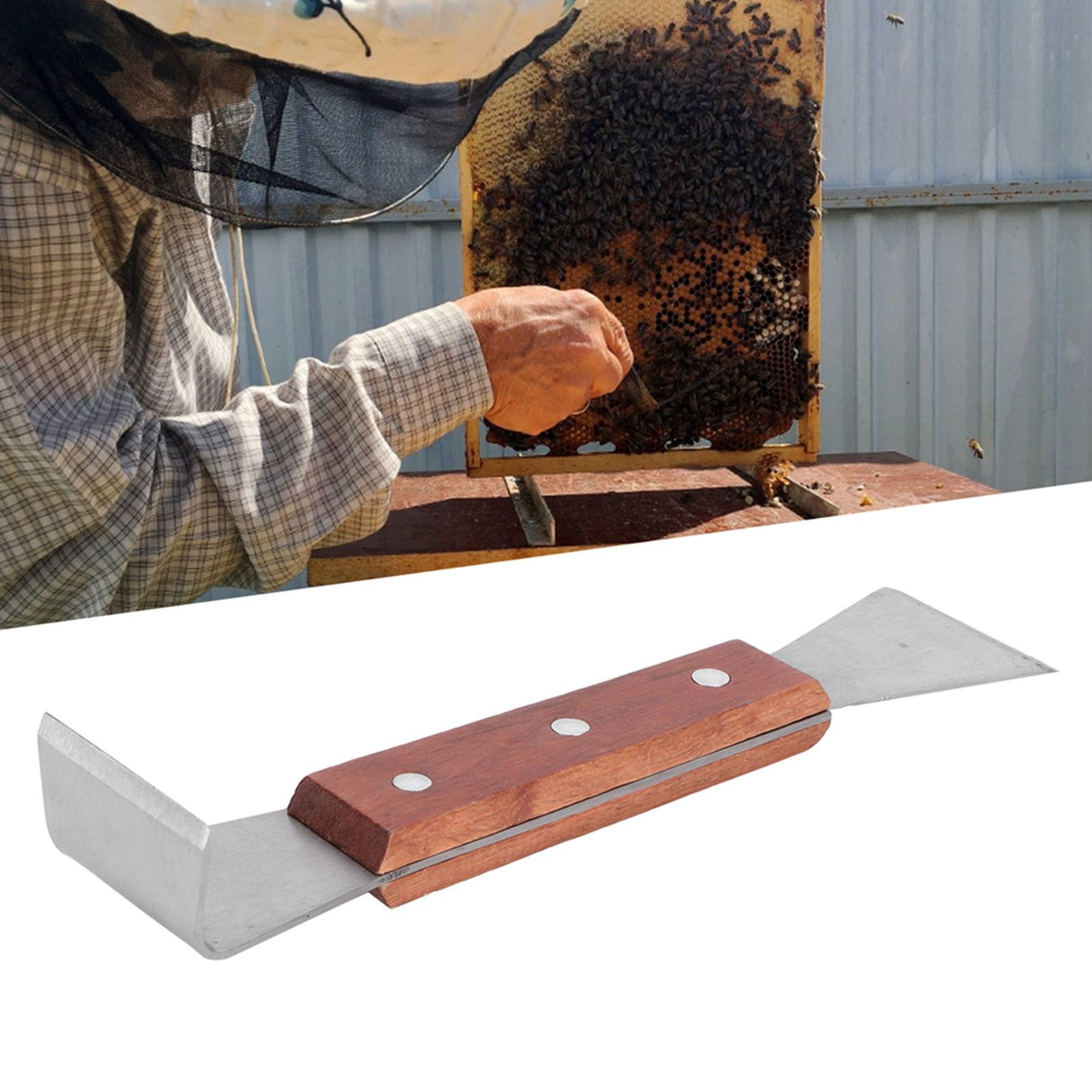 Beekeeper Scraper Tool Frame Lifter Stainless Steel Uncapping Knife with Wood Handle