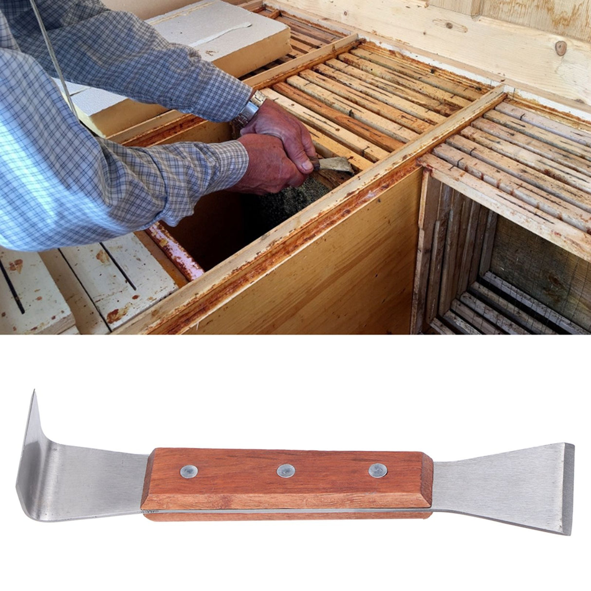 Beekeeper Scraper Tool Frame Lifter Stainless Steel Uncapping Knife with Wood Handle