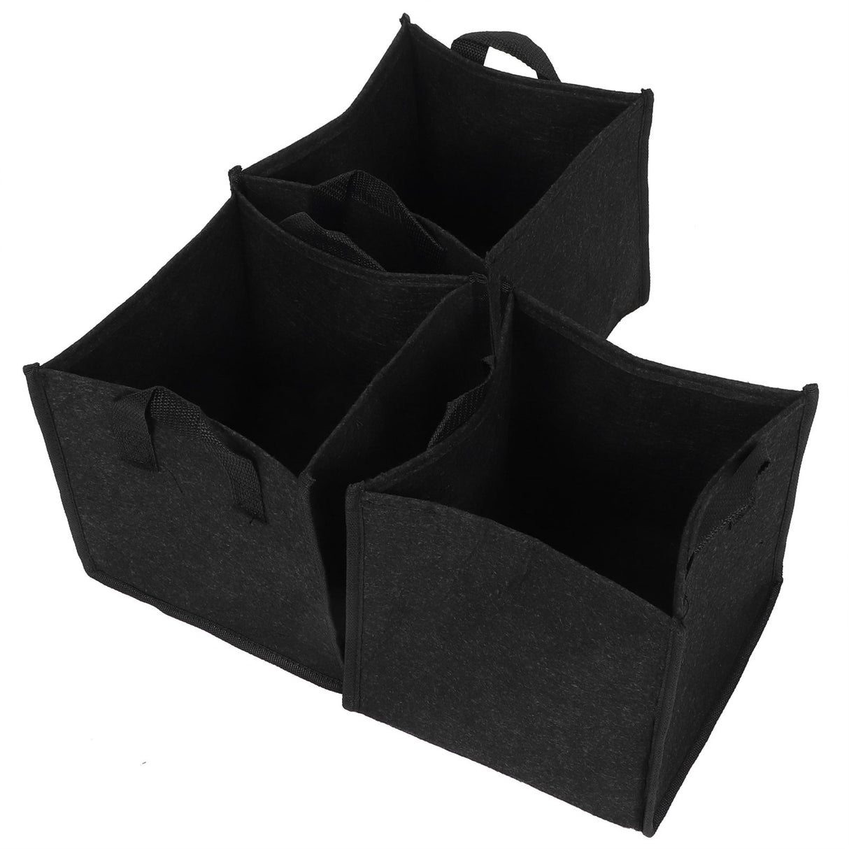 3Pcs Plant Growing Bag with Handles Black Square Felt Garden Vegetable Grow Container19.5x19.5x20cm