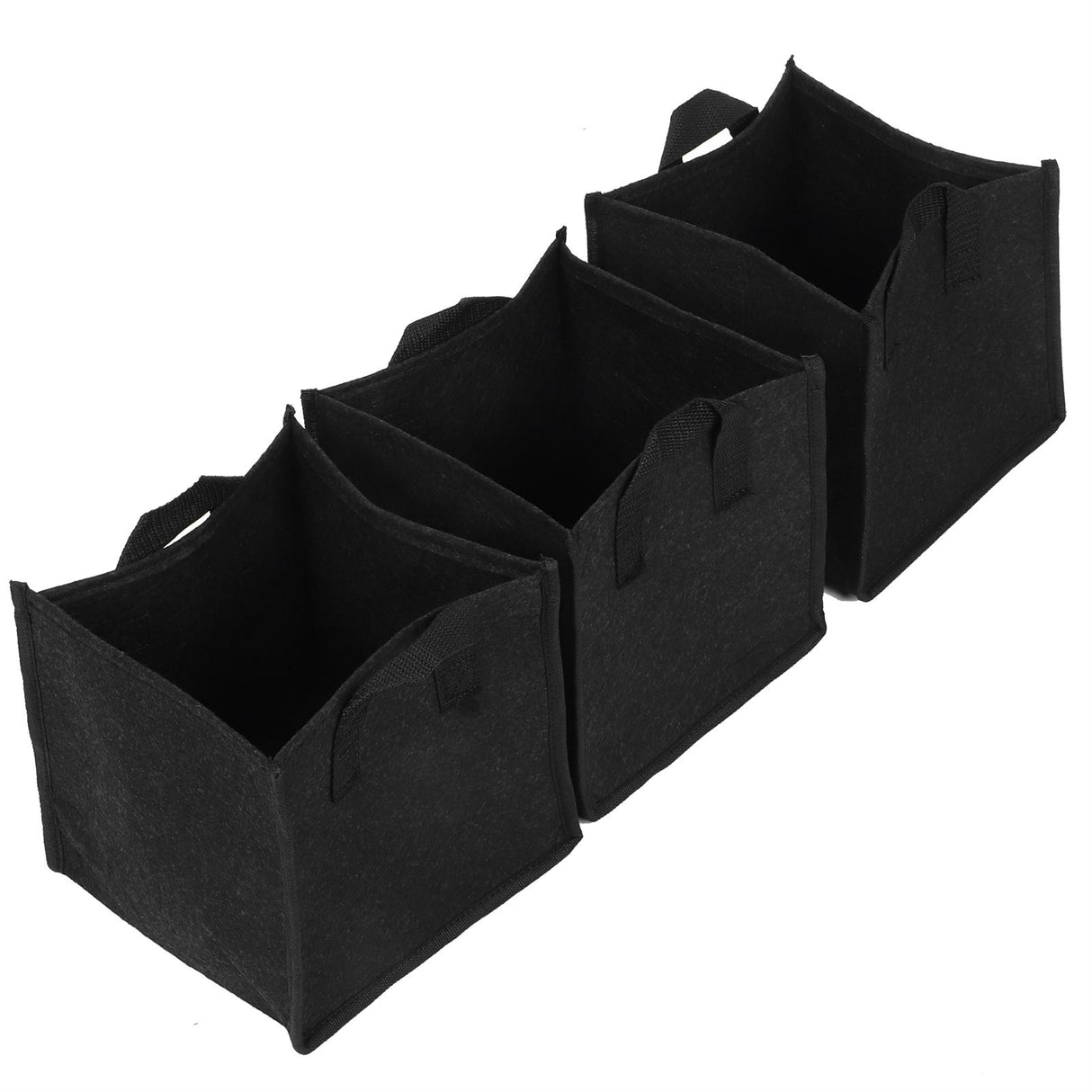 3Pcs Plant Growing Bag with Handles Black Square Felt Garden Vegetable Grow Container19.5x19.5x20cm