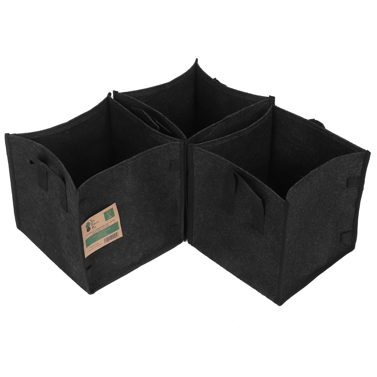 3Pcs Plant Growing Bag with Handles Black Square Felt Garden Vegetable Grow Container23.5x23.5x25cm